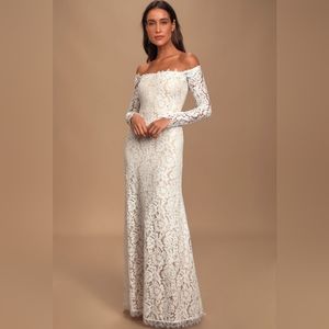 LULU'S white lace wedding dress NWT